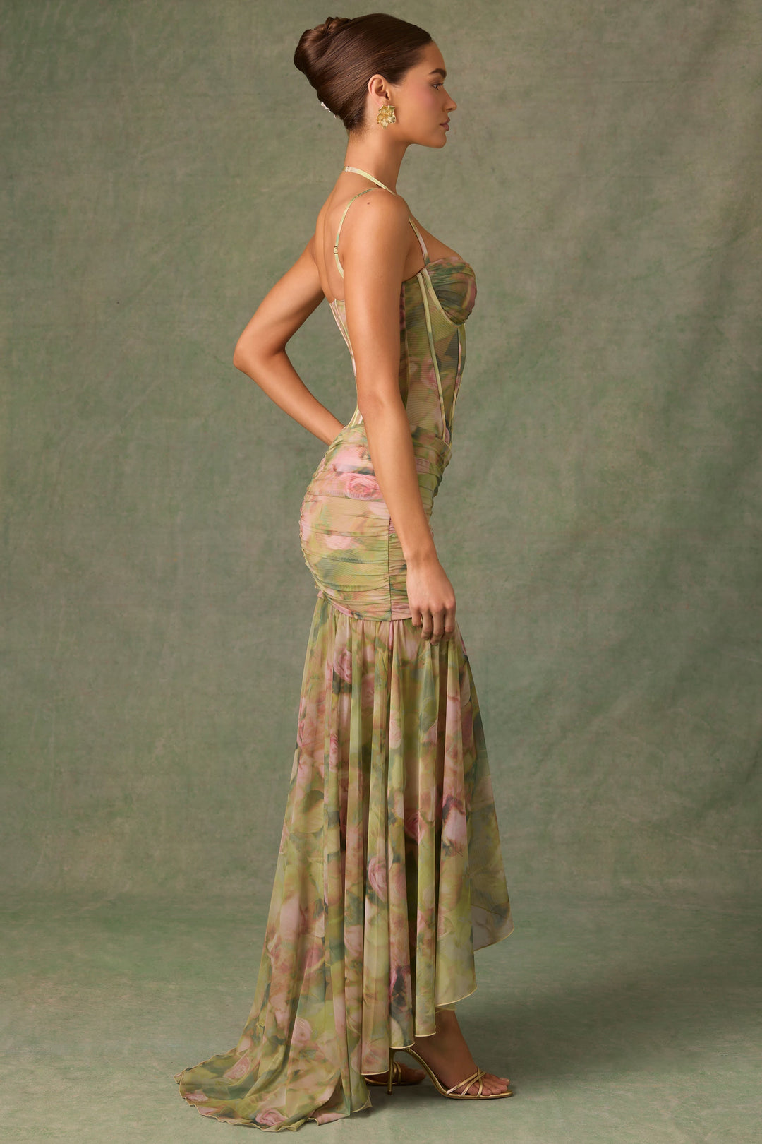 Isamara – Vestido maxi corsé floral con abertura