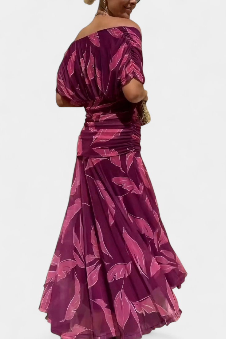 Vestido Largo con Estampado Floral Fantasía y Escote en V
