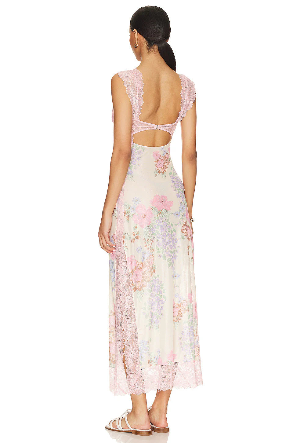Isabel – Vestido lencero floral con encaje