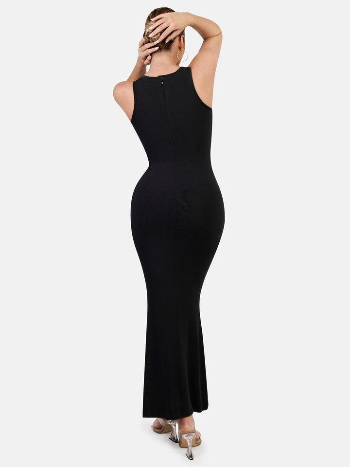 Vestido Largo sin Mangas de Modal con Cuello Redondo Ajustado
