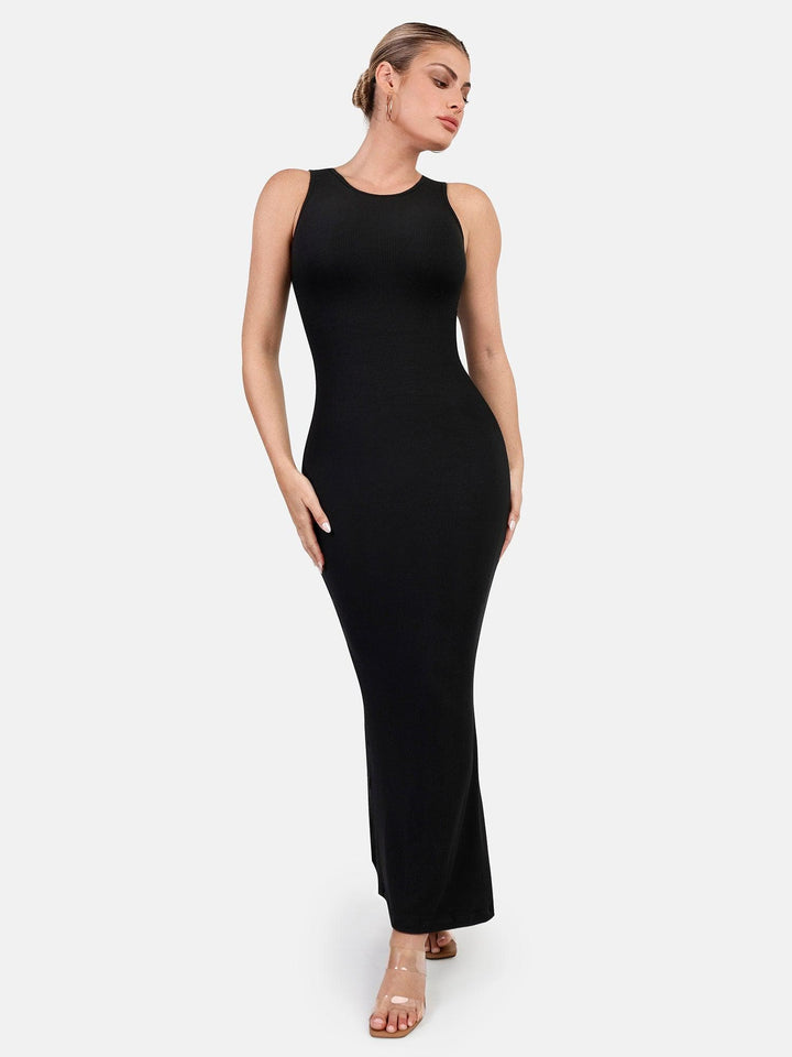 Vestido Largo sin Mangas de Modal con Cuello Redondo Ajustado