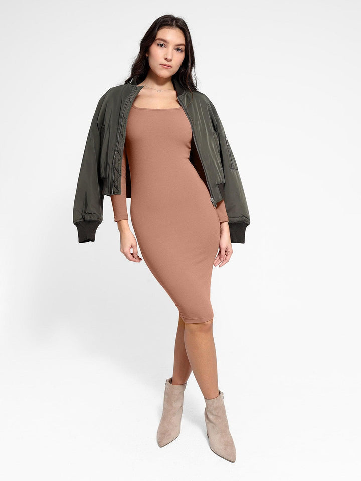 Vestido moldeador midi manga larga