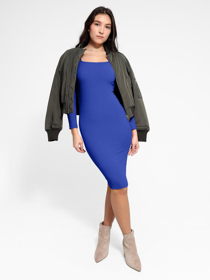 Vestido moldeador midi manga larga