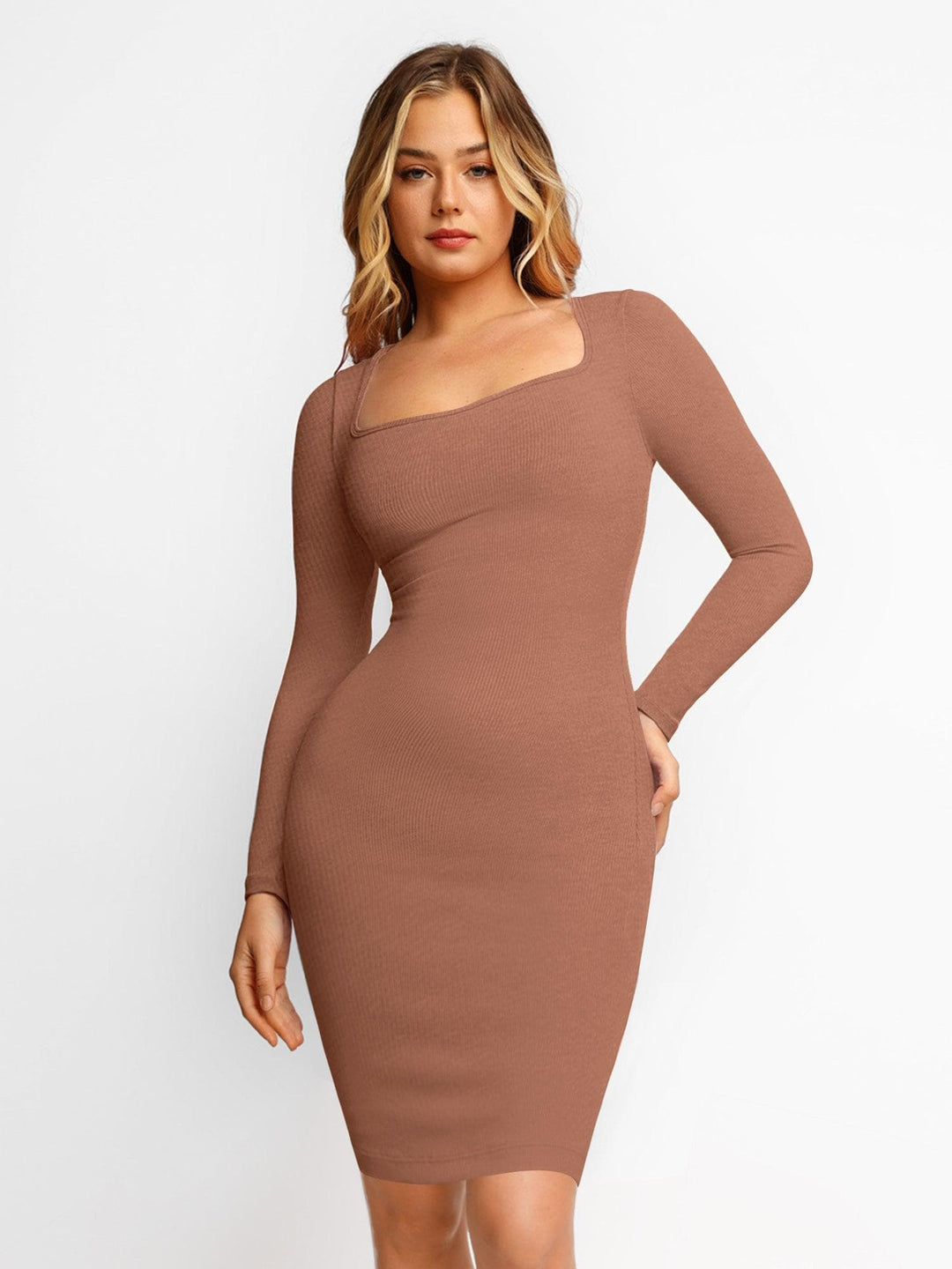 Vestido moldeador midi manga larga