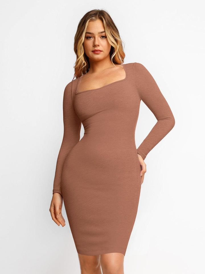 Vestido moldeador midi manga larga