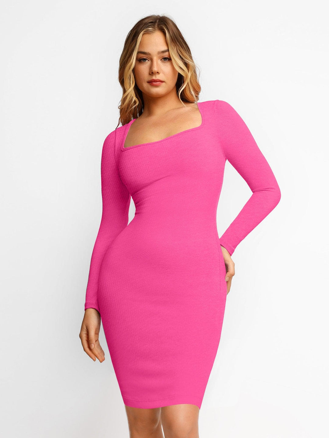 Vestido moldeador midi manga larga