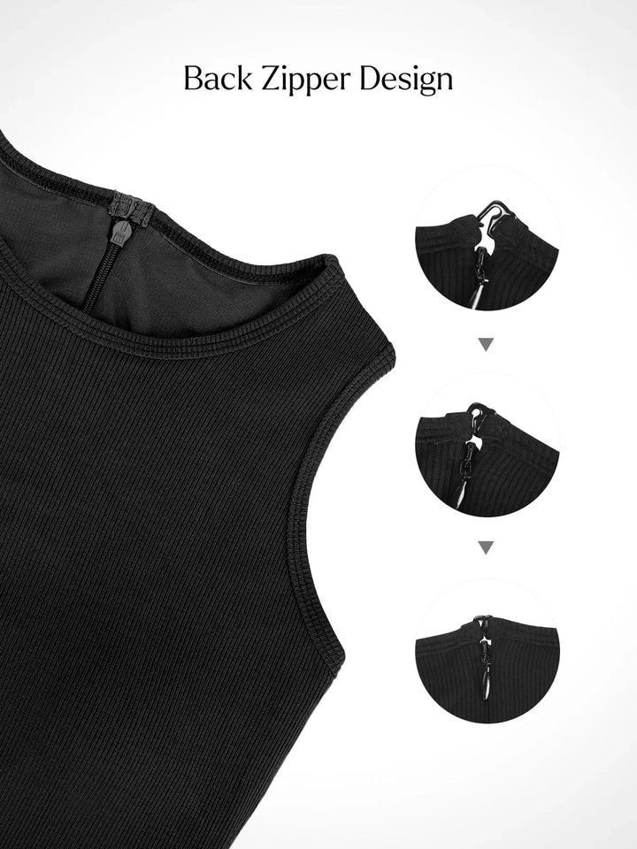 Vestido Largo sin Mangas de Modal con Cuello Redondo Ajustado