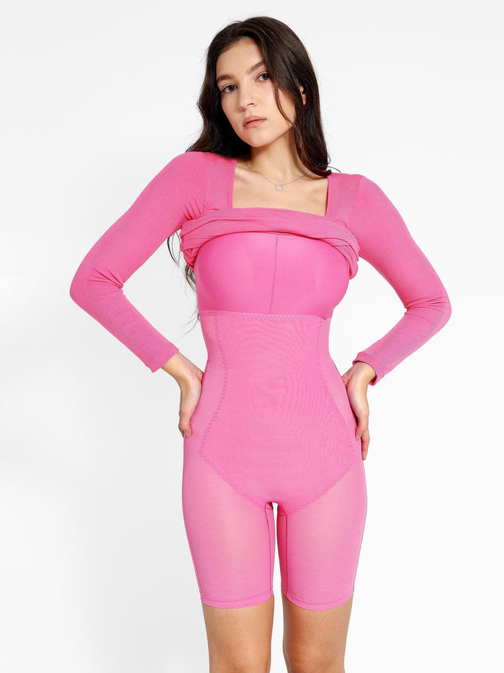 Vestido moldeador midi manga larga
