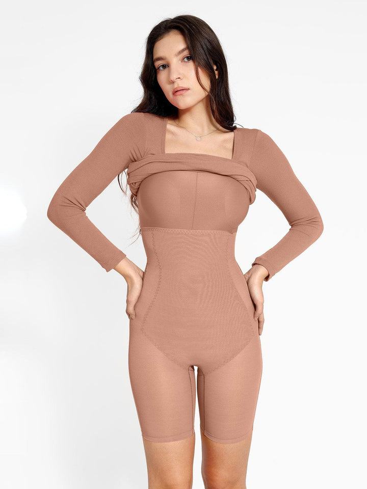 Vestido moldeador midi manga larga