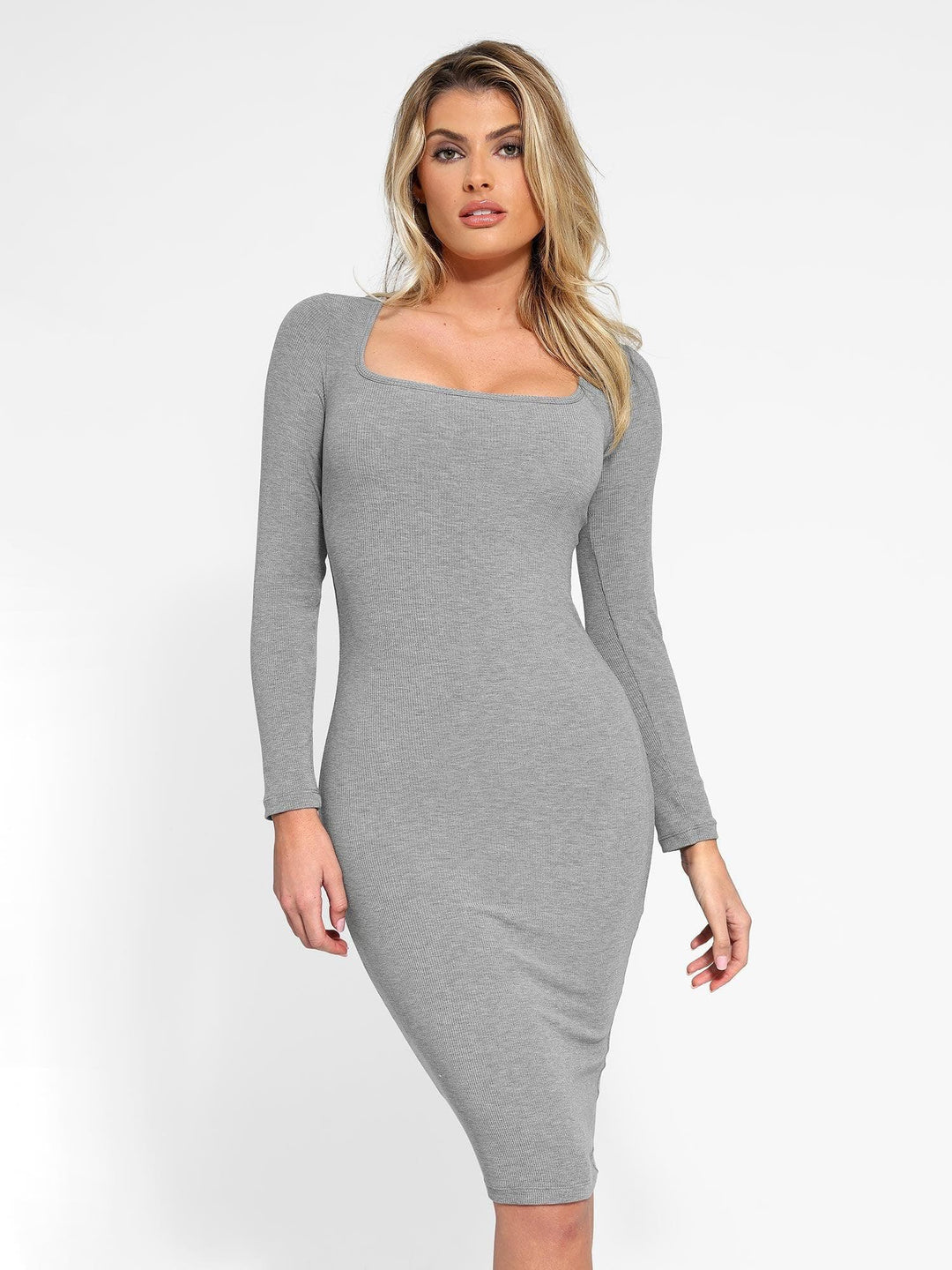 Vestido moldeador midi manga larga