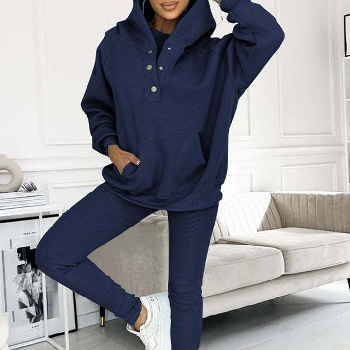 Conjunto deportivo Carmen 2025: sudadera con capucha + top ajustado + pantalón (set de 3 piezas)
