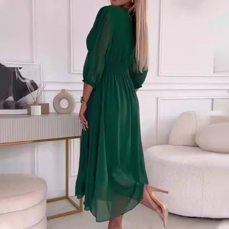 Aura Ligera – Vestido midi con escote en V