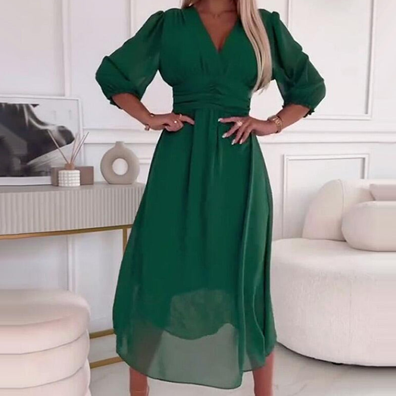 Aura Ligera – Vestido midi con escote en V