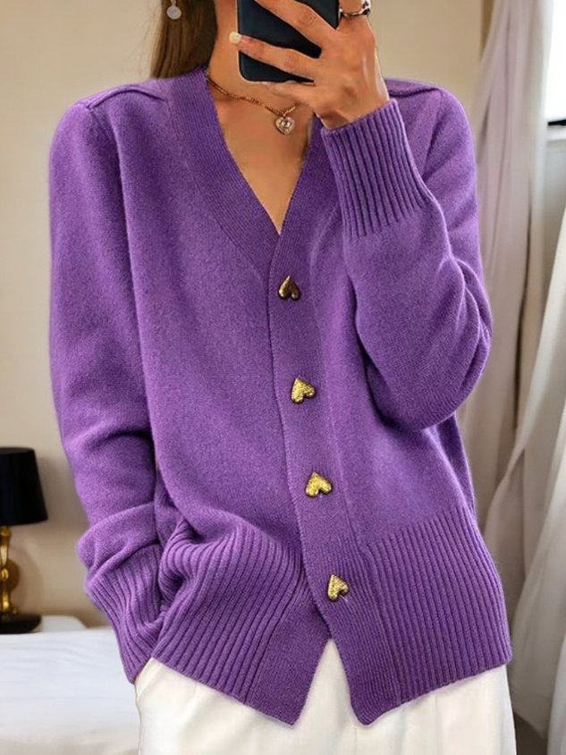 Cárdigan casual liso con botones