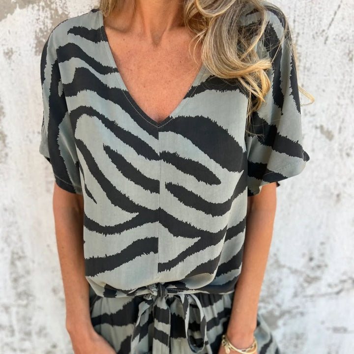 Conjunto cebra con top y pantalón