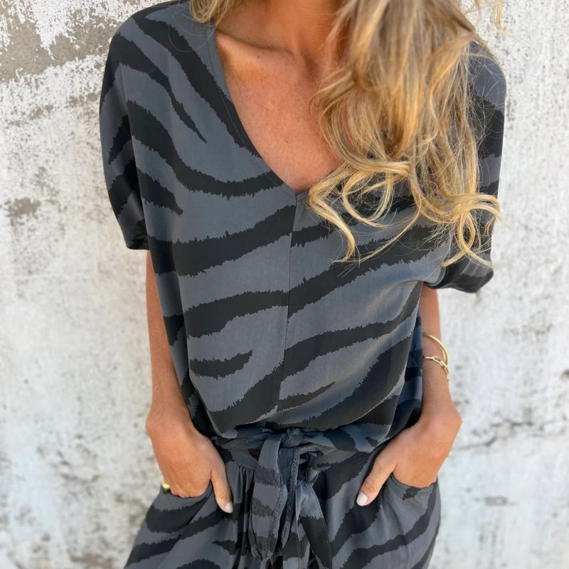 Conjunto cebra con top y pantalón
