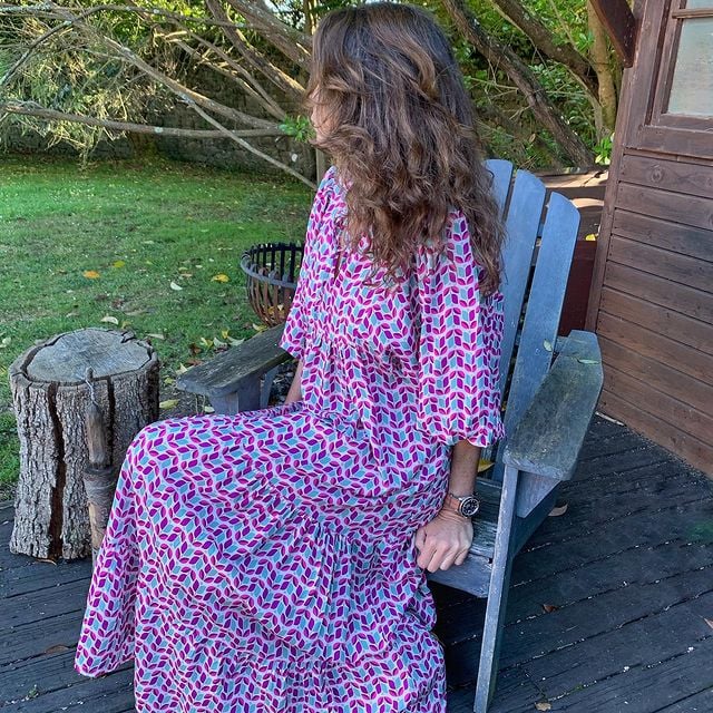 Violeta - Vestido largo bohemio floral con mangas amplias