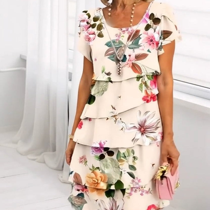 Vestido cascada con estampado floral