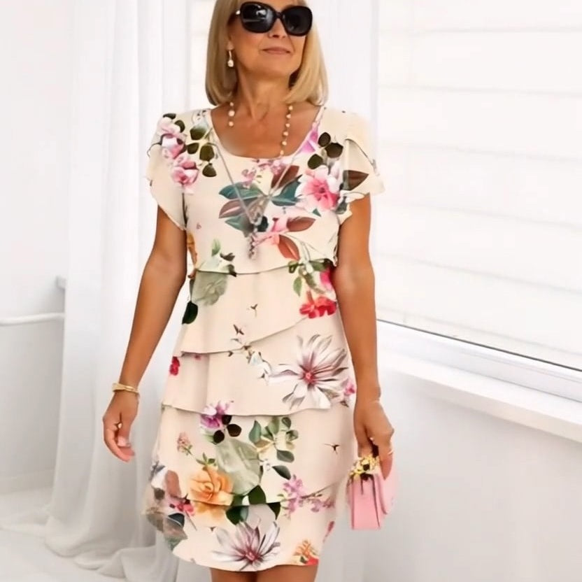 Vestido cascada con estampado floral