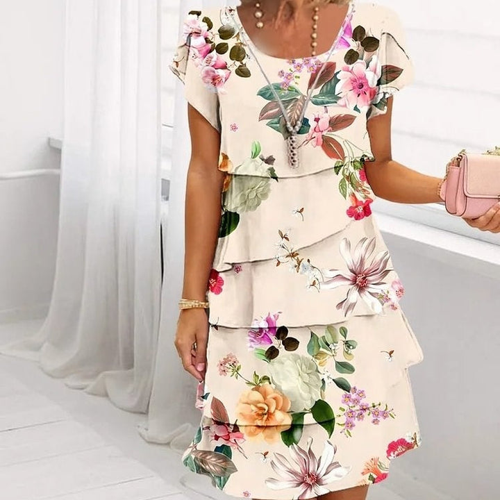 Vestido cascada con estampado floral