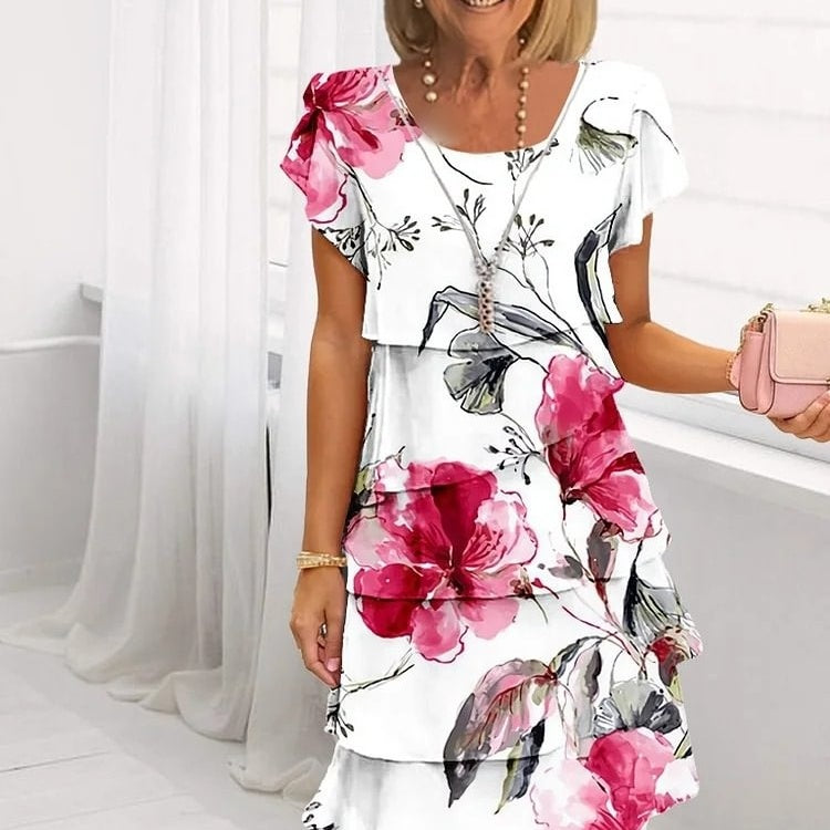 Vestido cascada con estampado floral