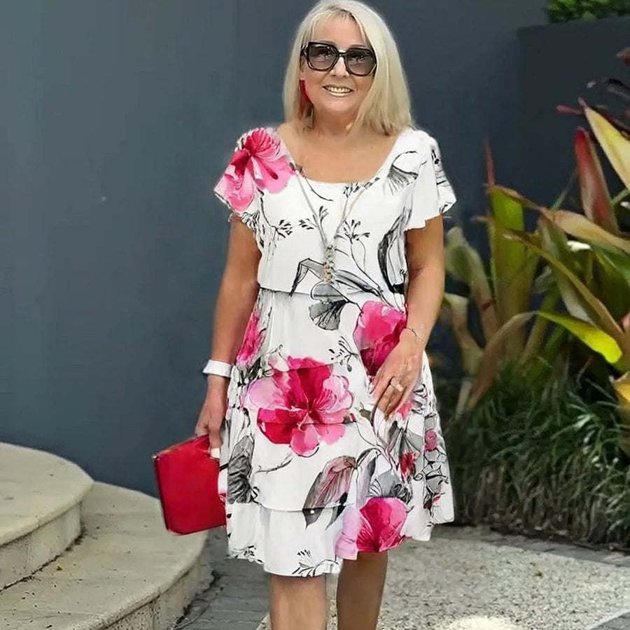 Vestido cascada con estampado floral