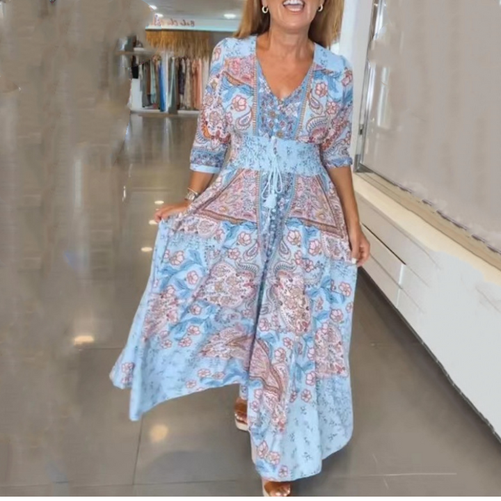 Vestido floral con cordón