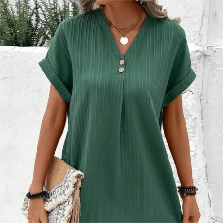 Isla – Vestido de manga corta con escote en V
