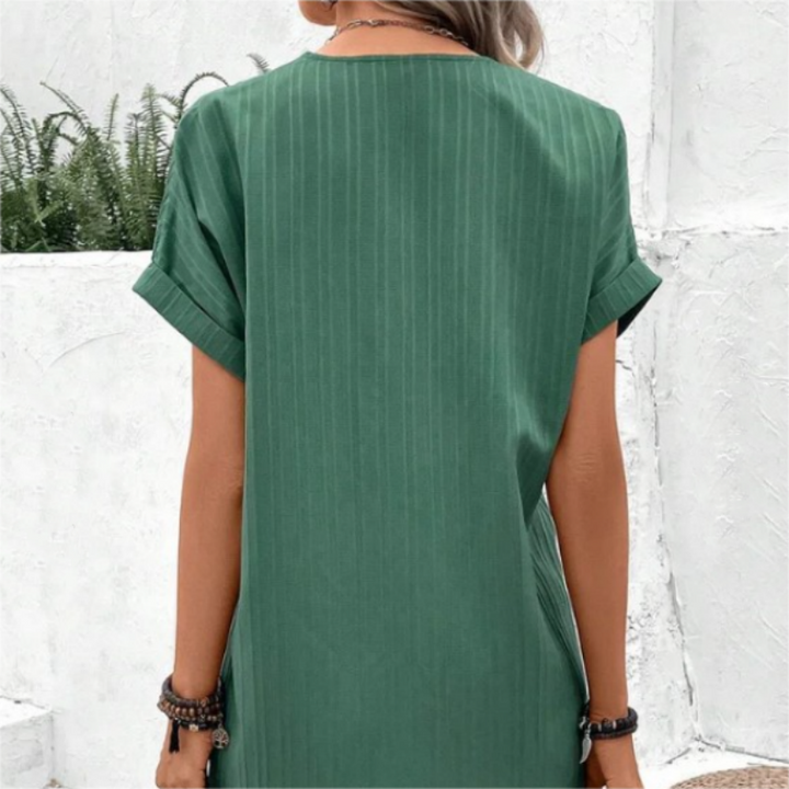 Isla – Vestido de manga corta con escote en V