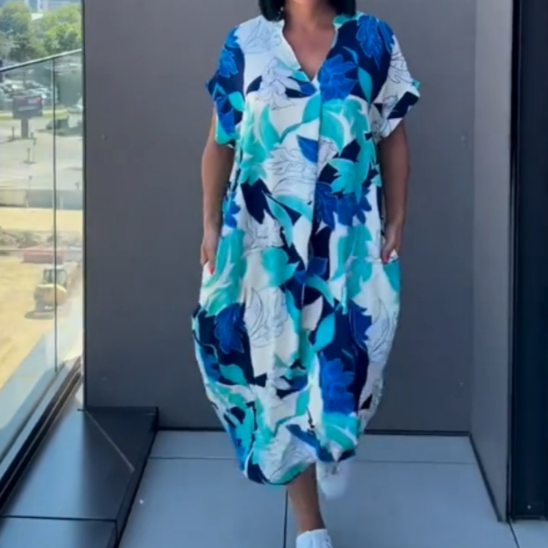 Renée – Vestido casual estampado con cuello en V