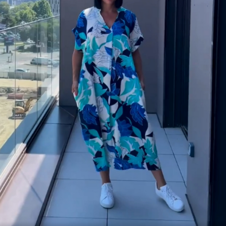 Renée – Vestido casual estampado con cuello en V