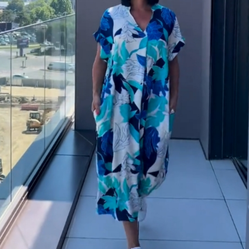 Renée – Vestido casual estampado con cuello en V