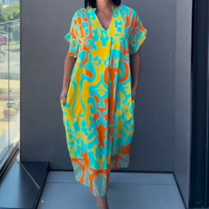 Renée – Vestido casual estampado con cuello en V