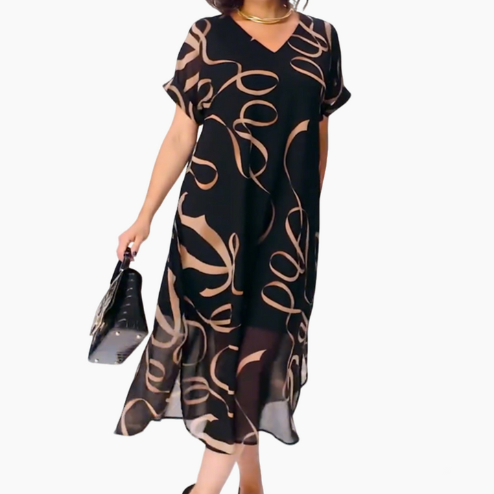 Vestido midi fluido con escote en V
