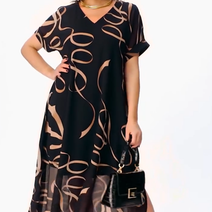 Vestido midi fluido con escote en V
