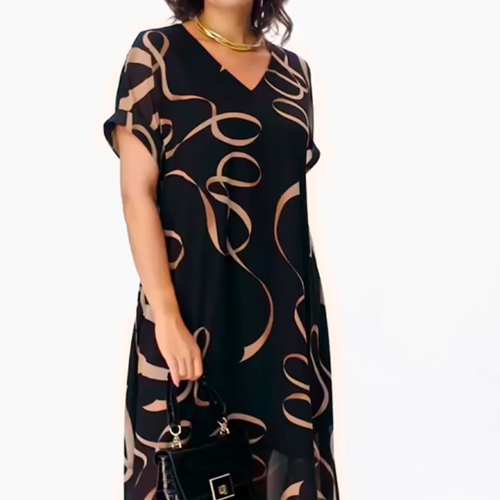 Vestido midi fluido con escote en V