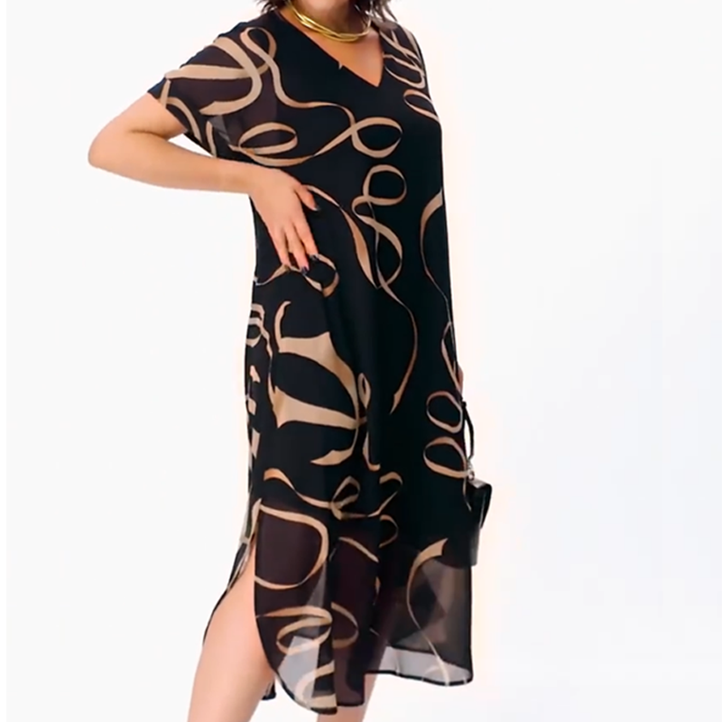 Vestido midi fluido con escote en V