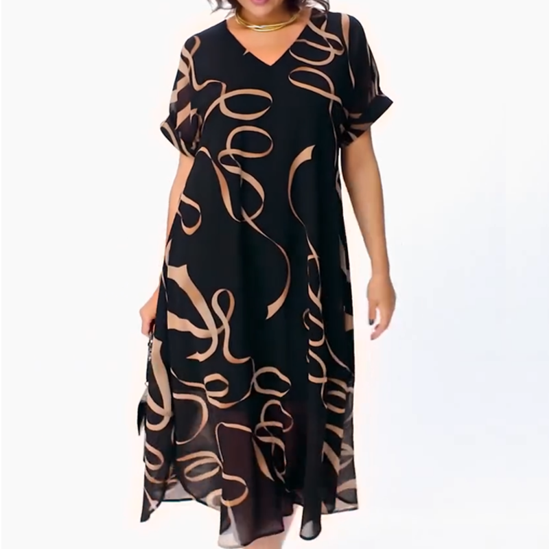 Vestido midi fluido con escote en V