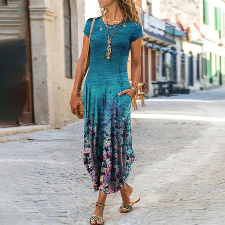 Lyra – Vestido largo con estampado artístico