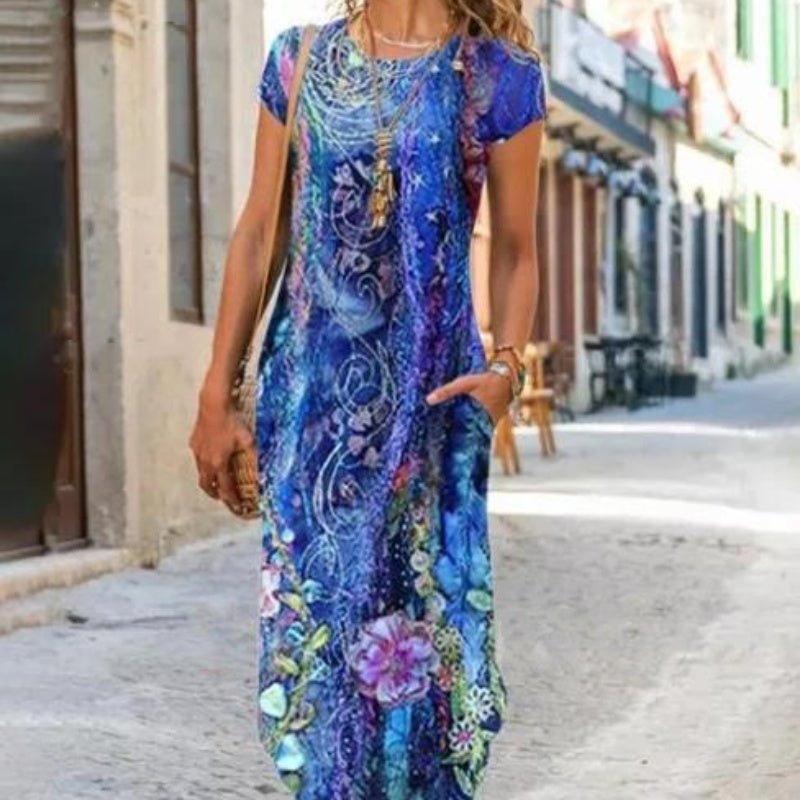 Lyra – Vestido largo con estampado artístico
