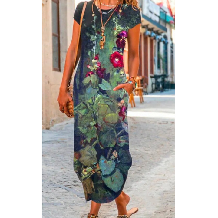 Lyra – Vestido largo con estampado artístico