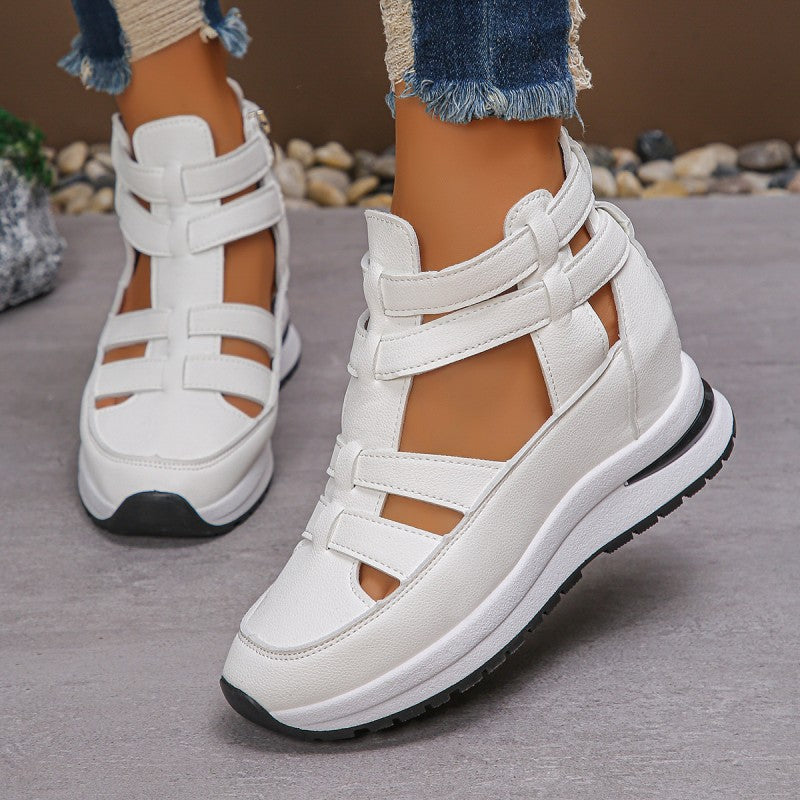 Irene – Sandalias con cuña cómodas y ligeras con cremallera lateral