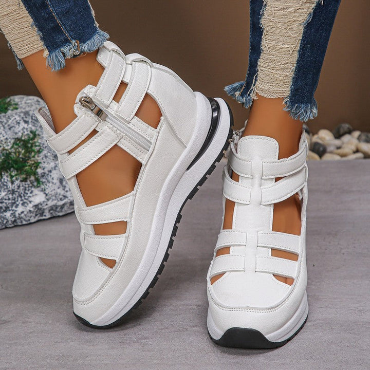 Irene – Sandalias con cuña cómodas y ligeras con cremallera lateral