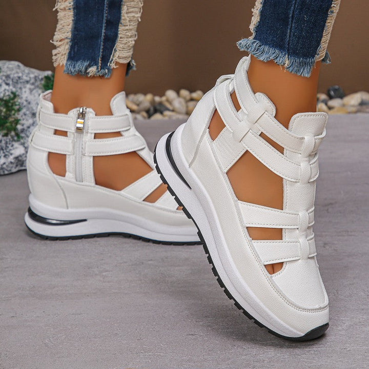 Irene – Sandalias con cuña cómodas y ligeras con cremallera lateral
