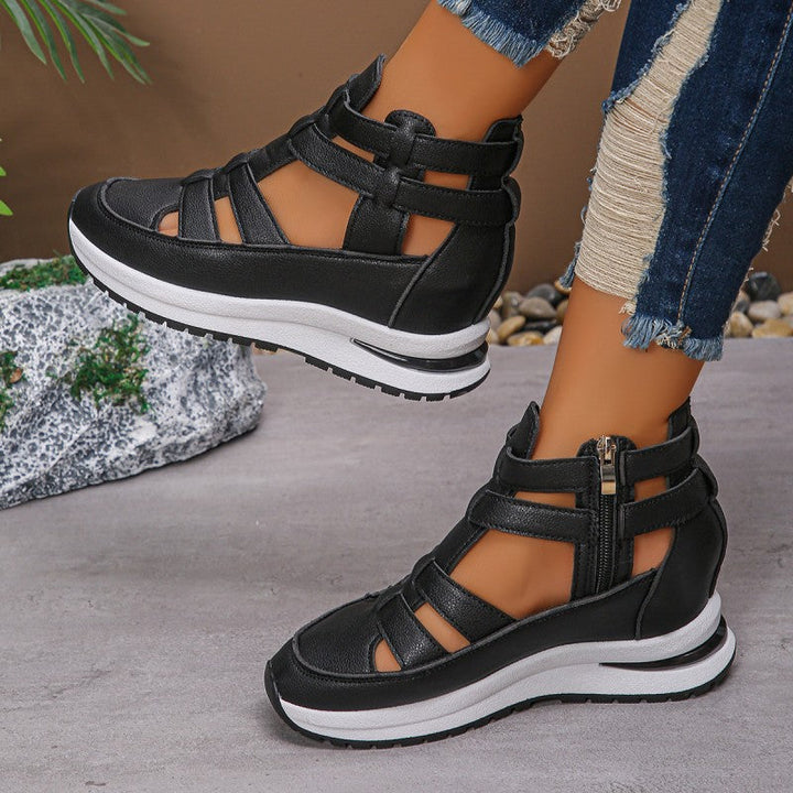 Irene – Sandalias con cuña cómodas y ligeras con cremallera lateral