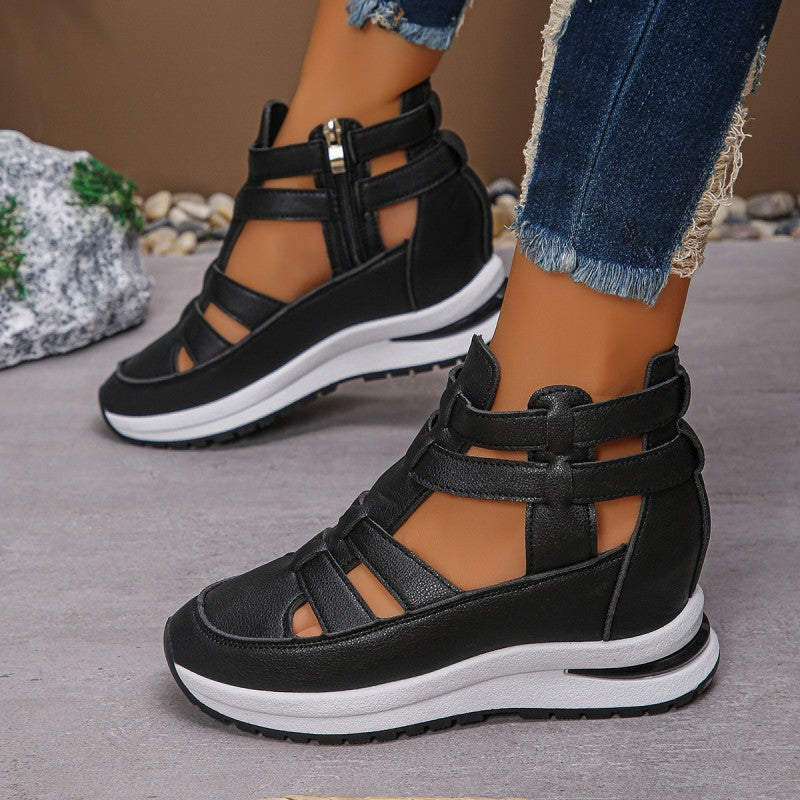 Irene – Sandalias con cuña cómodas y ligeras con cremallera lateral