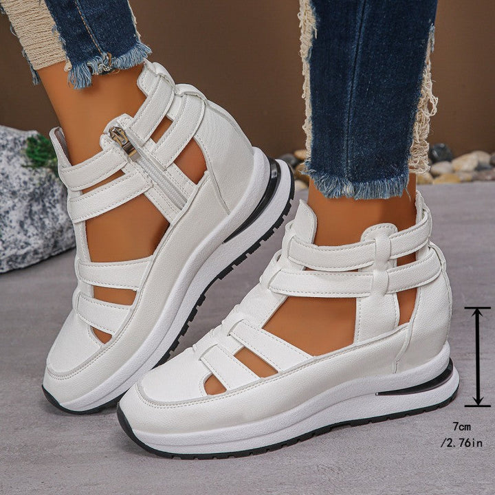 Irene – Sandalias con cuña cómodas y ligeras con cremallera lateral