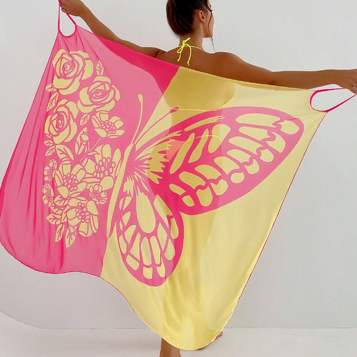 Vera – Vestido playero con estampado de mariposas
