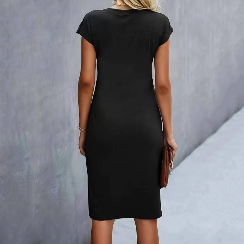 Vestido con Manga Corta y Fruncido en la Cintura