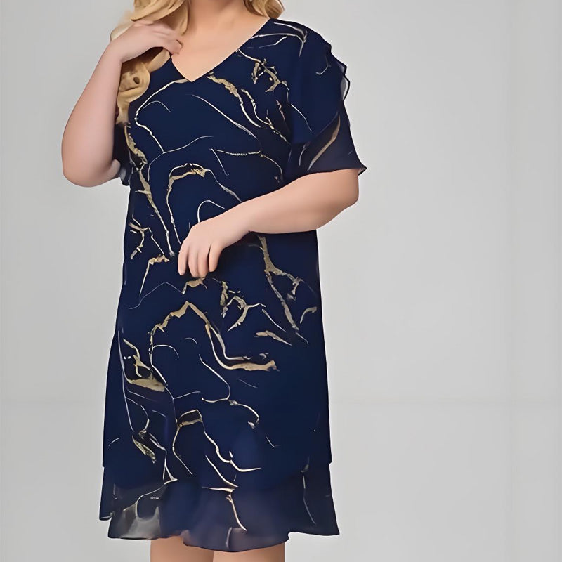 Dalia – Vestido estampado con caída en cascada y manga corta